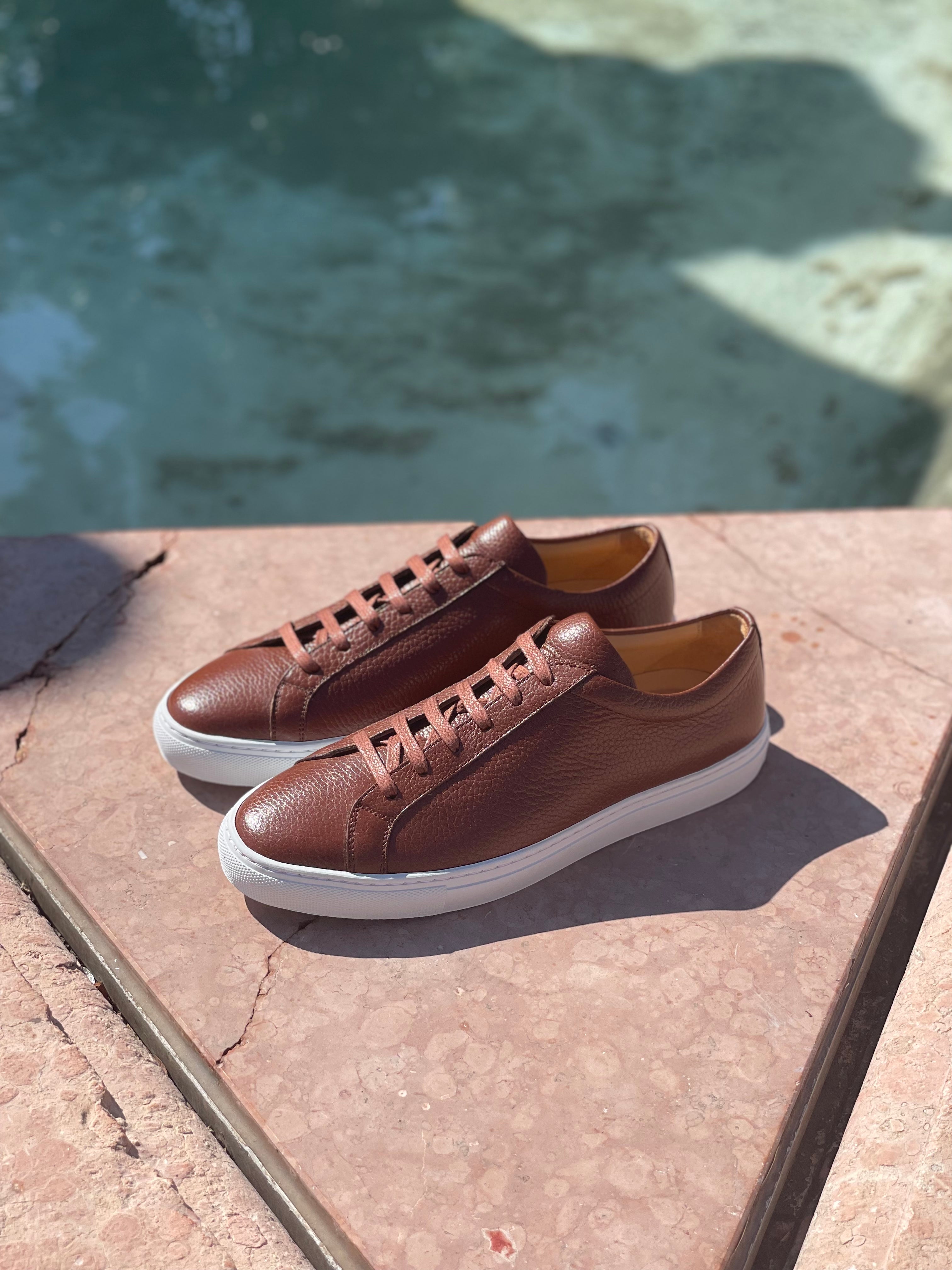 LAKESIDE SNEAKERS GRAIN-LEATHER COGNAC