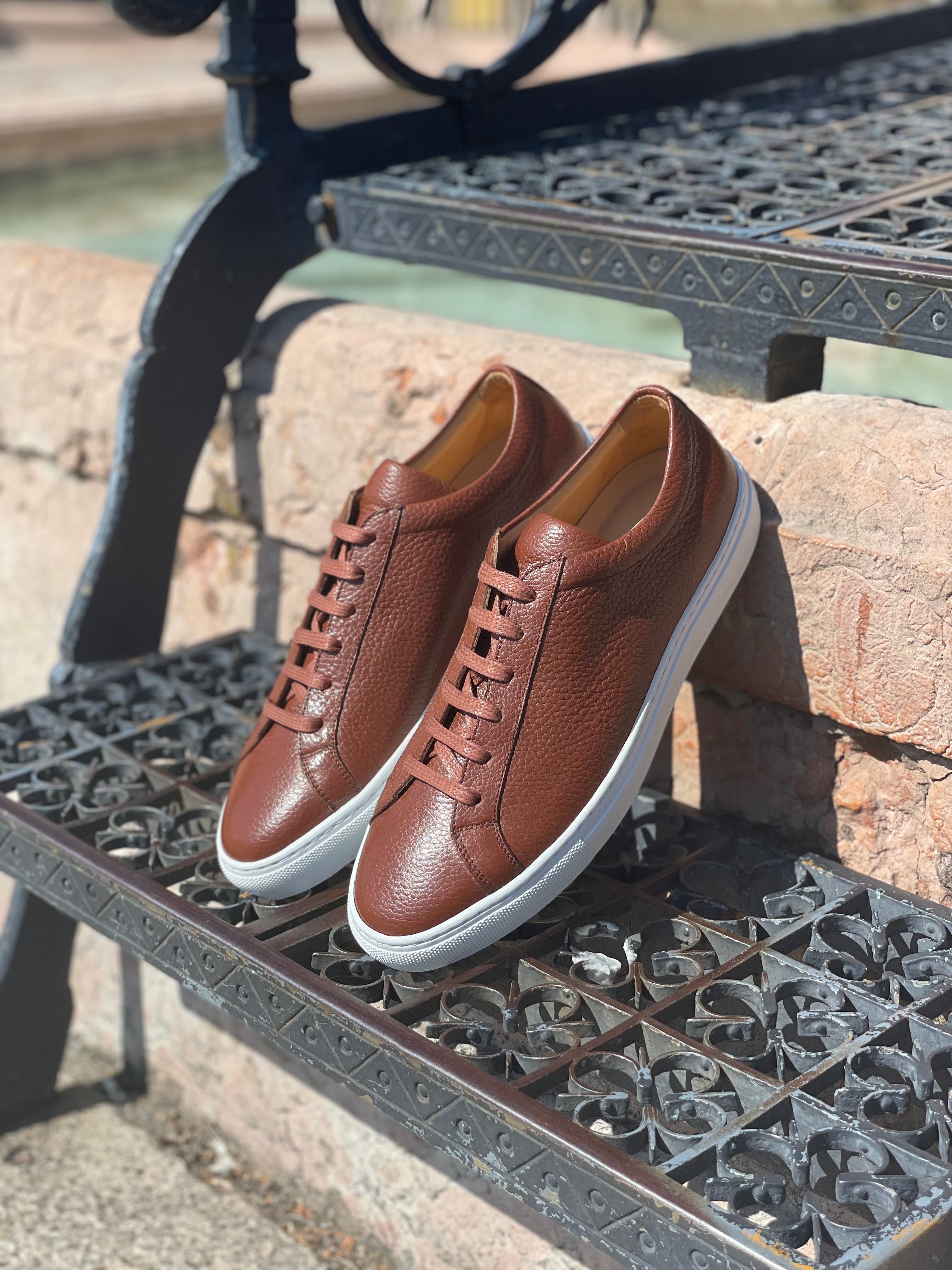 LAKESIDE SNEAKERS GRAIN-LEATHER COGNAC