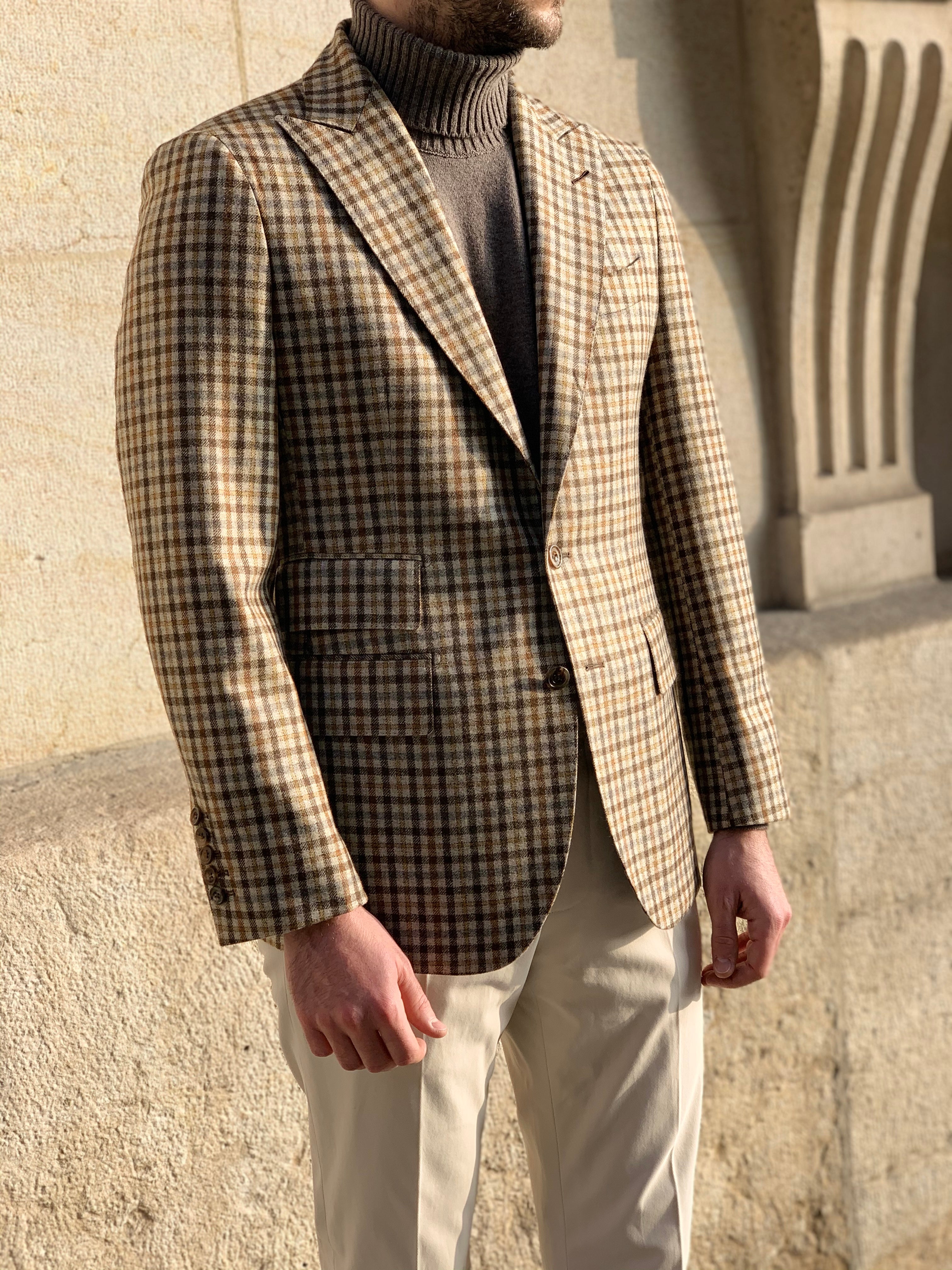 BLAZER - CHECK BEIGE BROWN