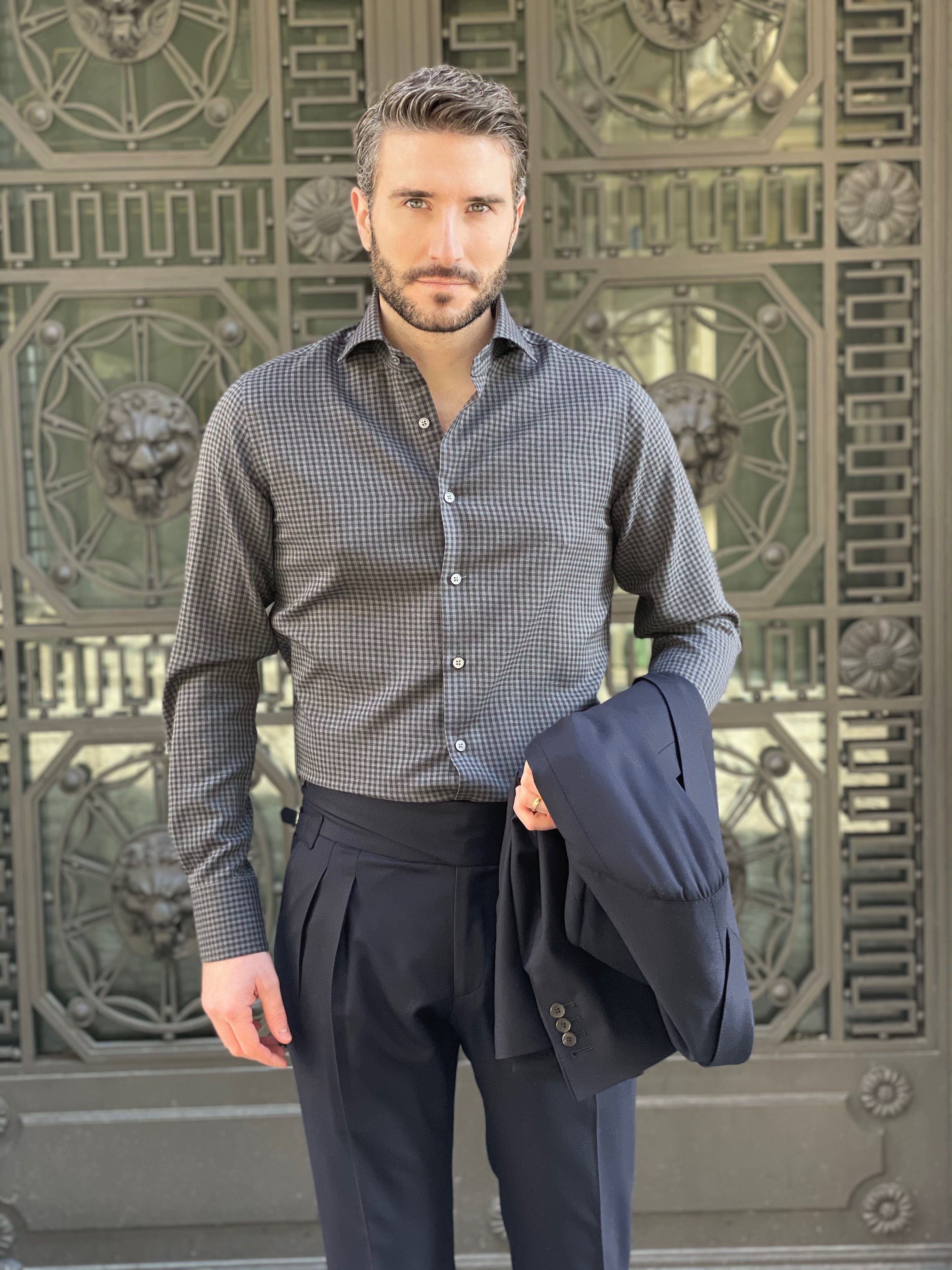 SHIRT FLANELLA DARK GREY TILES