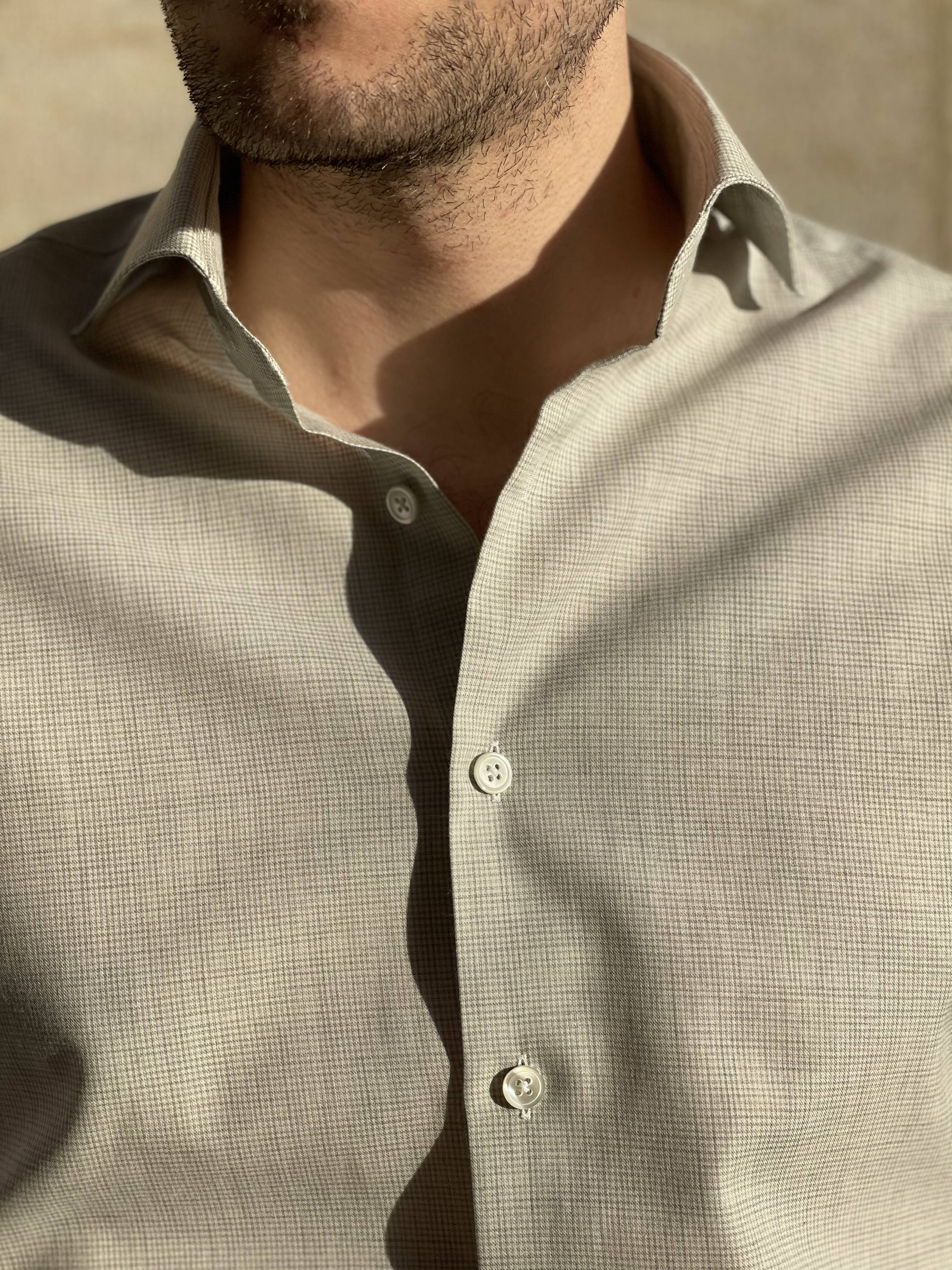 SHIRT FLANELLA HOUNDSTOOTH LIGHT GREY